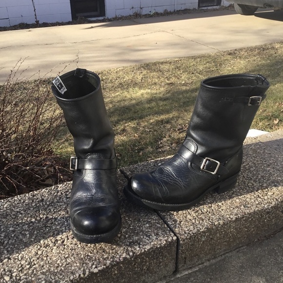 FRYE John Addison Style Black Engineer Motorcycle Boots Size 10 - Picture 3 of 14